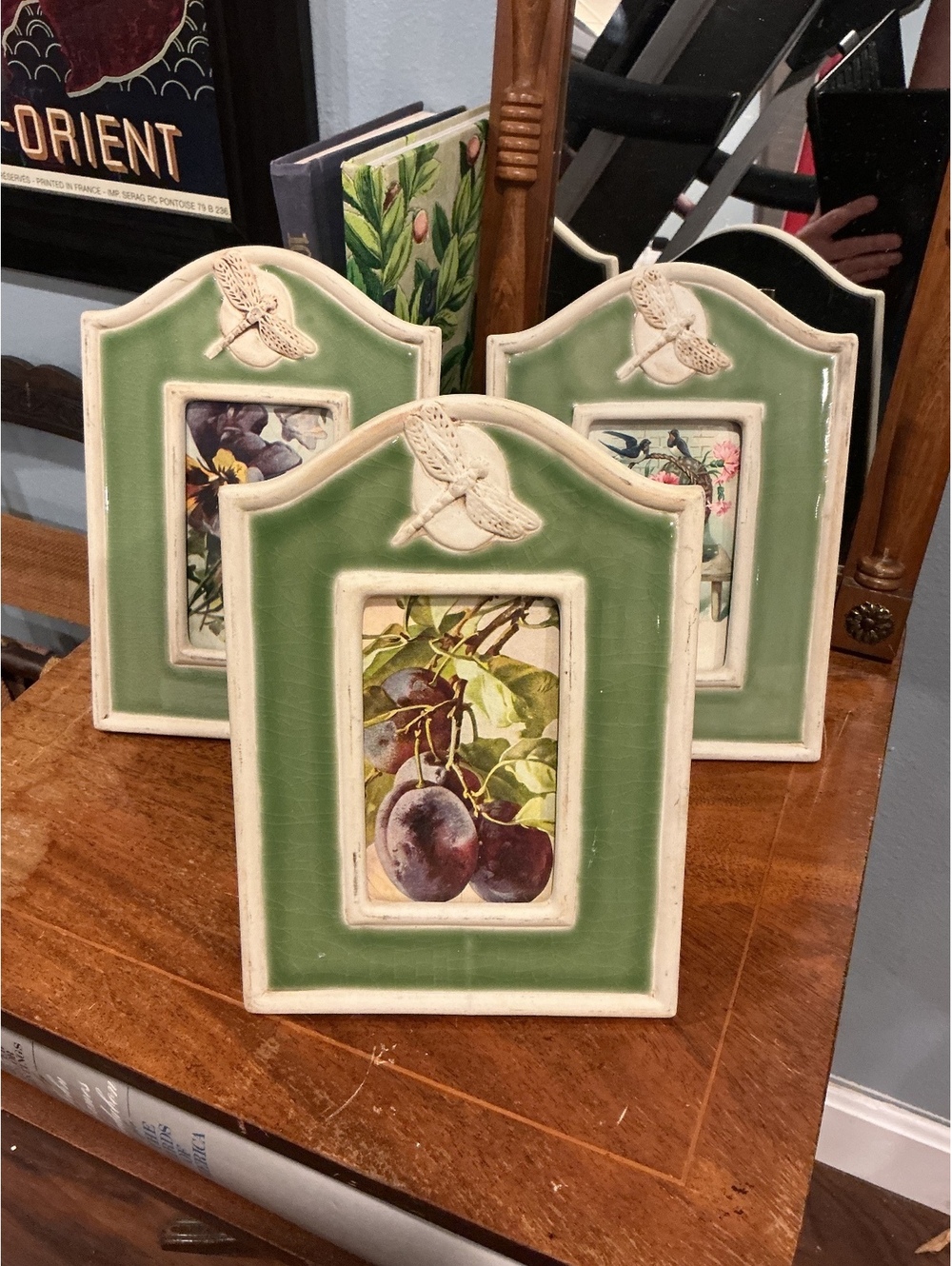 Vintage Dennis East International Ceramic Dragonfly Picture Frame